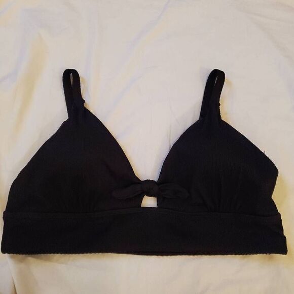 NWT Wave Zone Black Ribbed Bikini Top 2X - Picture 8 of 8